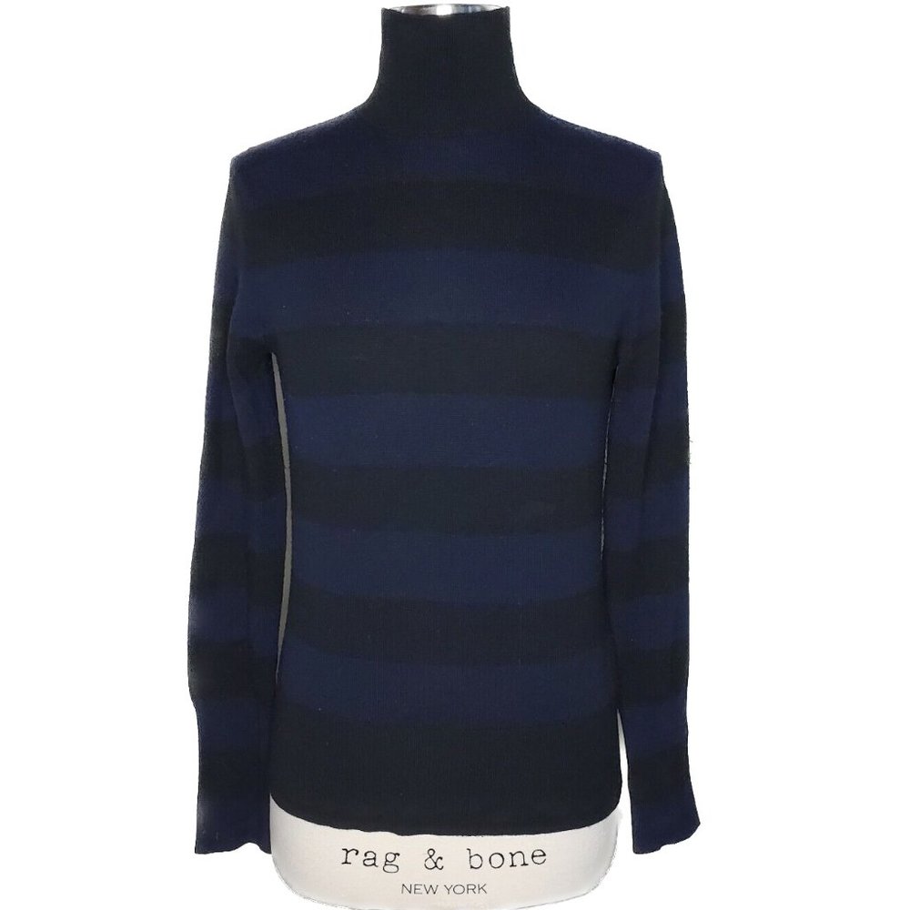 NWT RAG & BONE / Jean Careen Striped Cashmere Blend Mock Neck Blouse size XS